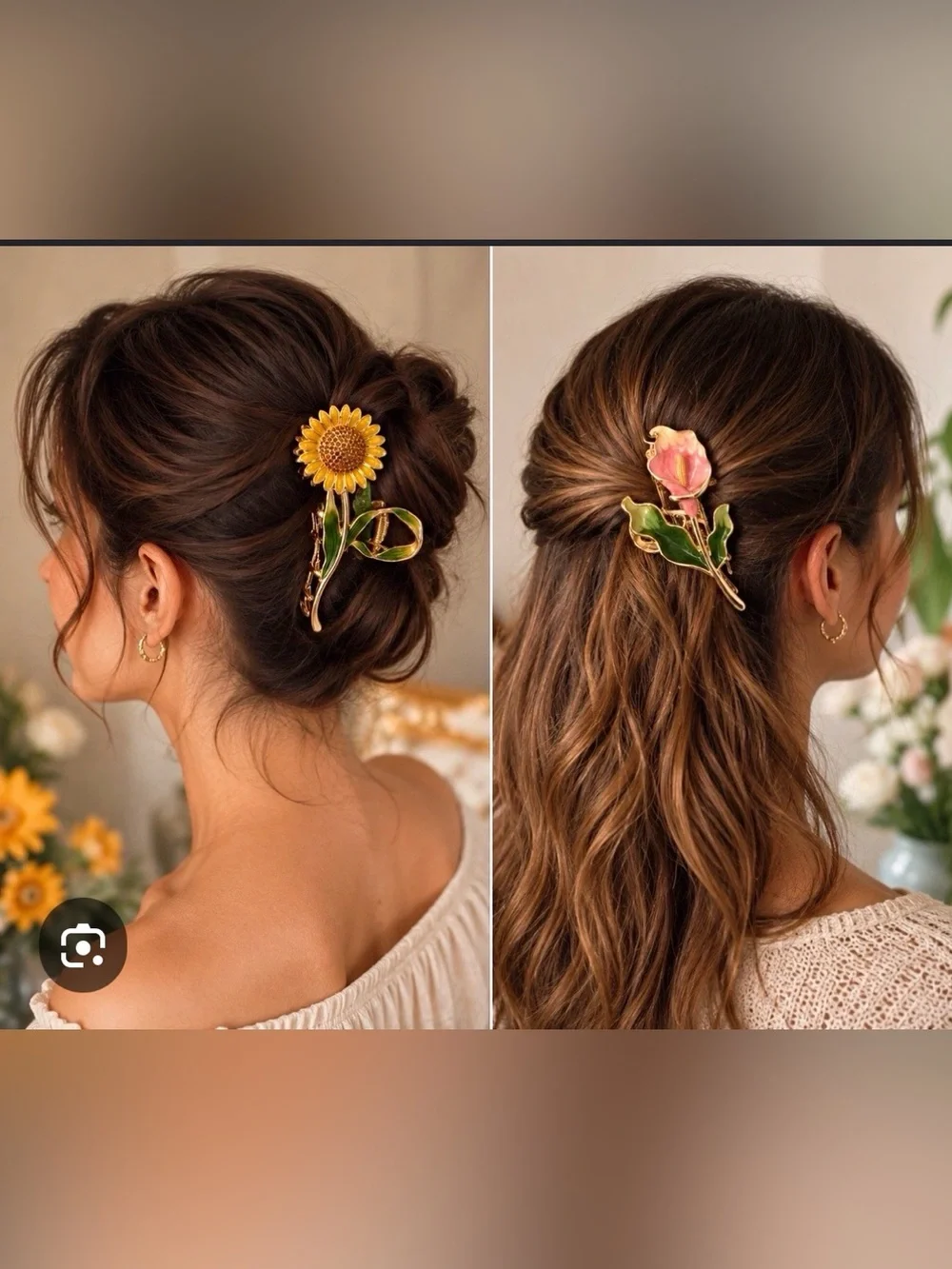 Women’s Floral Hair Clips - Yellow Sunflower & Pink Calla Lily Set NEW